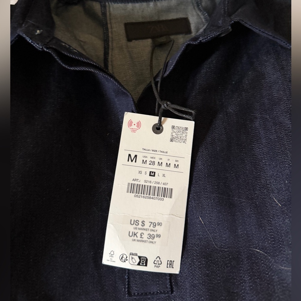 Zara Denim Mini Dress with pockets - Picture 2 of 5